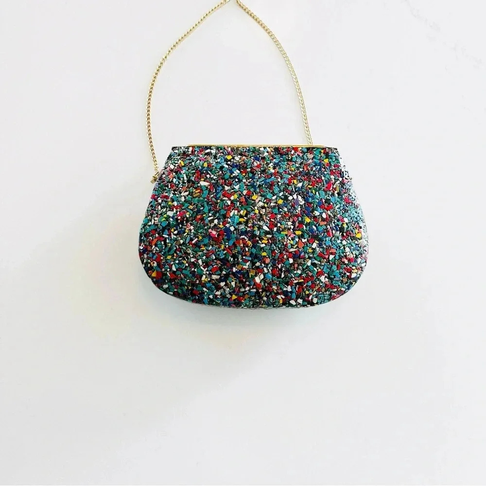Ramla Bel Air Mosaic Bag | Sunflower | Hard Side Clutch |  NEW - Picture 5 of 8